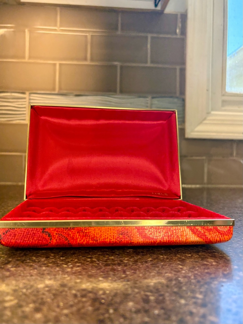 Vintage Mele Floral Jewelry Box with Gold Trim